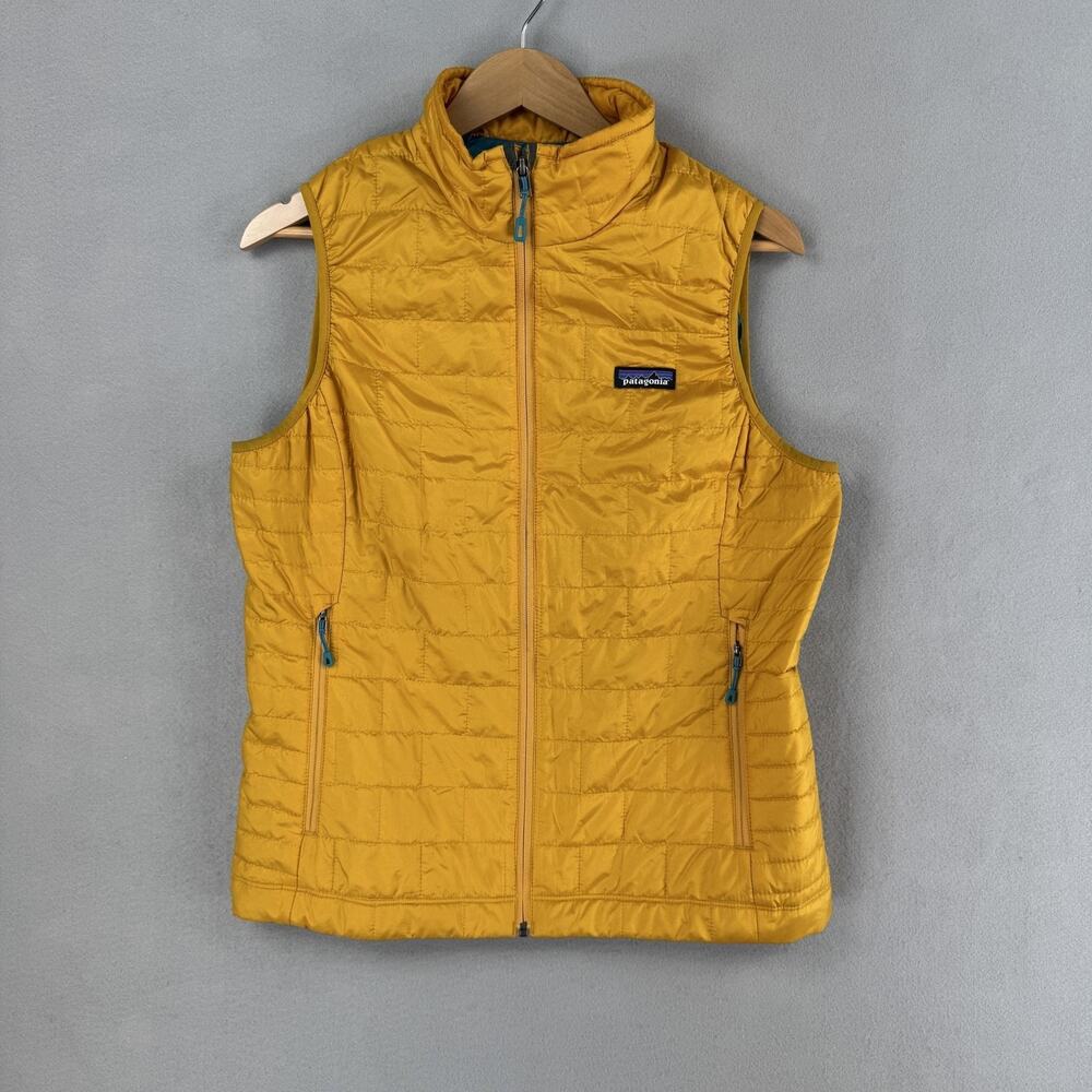 Patagonia Nano Puff Vest Womens Large Yellow Quilted PrimaLoft Zip Outdoor